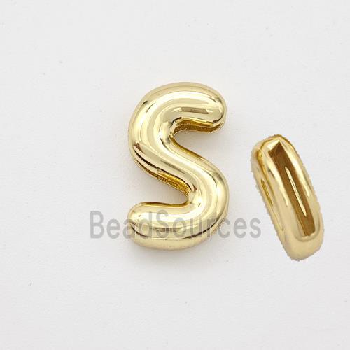 Copper Letter-S Beads Gold Plated