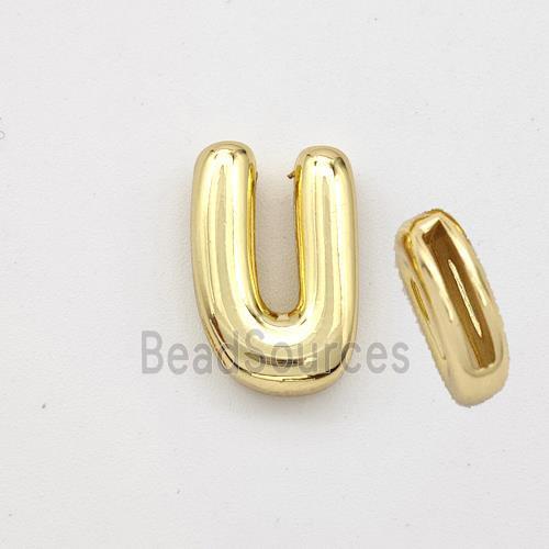 Copper Letter-U Beads Gold Plated