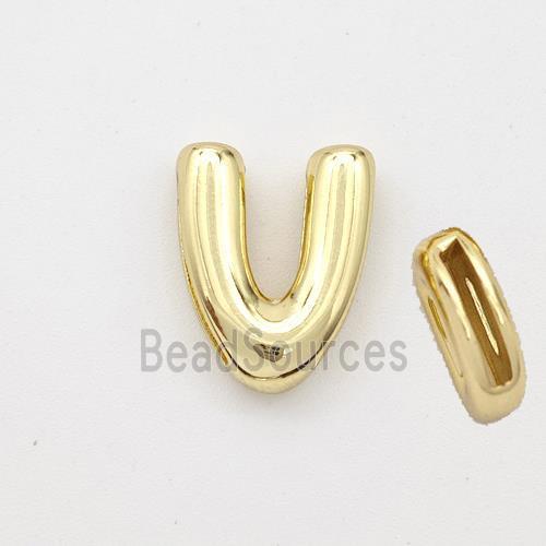 Copper Letter-V Beads Gold Plated