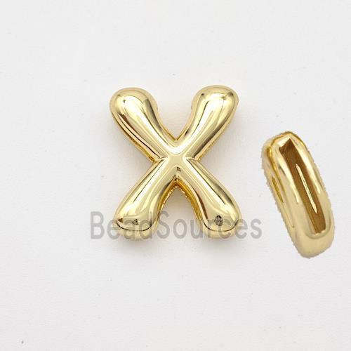 Copper Letter-X Beads Gold Plated