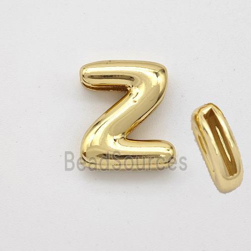 Copper Letter-Z Beads Gold Plated