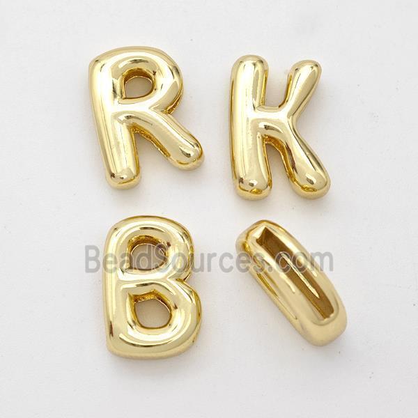 Copper Alphabet Beads Mix Letters Gold Plated