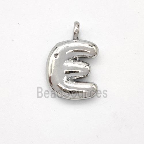 Copper Letter-E Pendant Platinum Plated