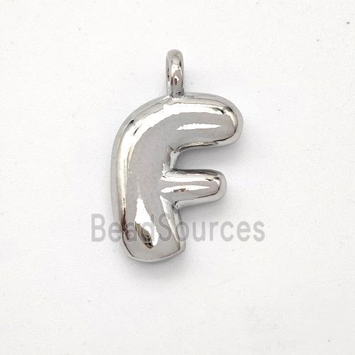 Copper Letter-F Pendant Platinum Plated