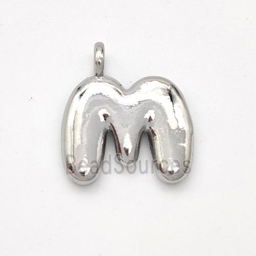 Copper Letter-M Pendant Platinum Plated