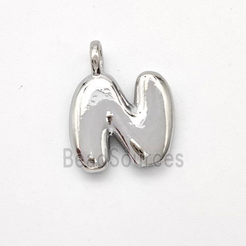 Copper Letter-N Pendant Platinum Plated