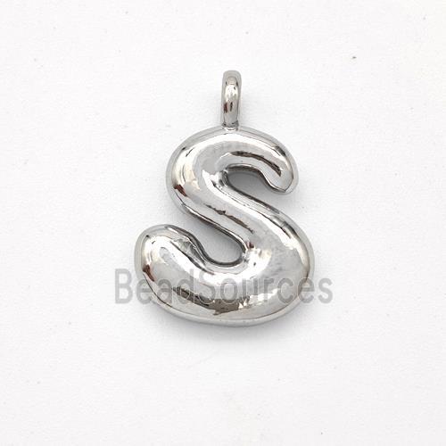 Copper Letter-S Pendant Platinum Plated