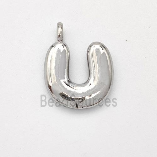 Copper Letter-U Pendant Platinum Plated