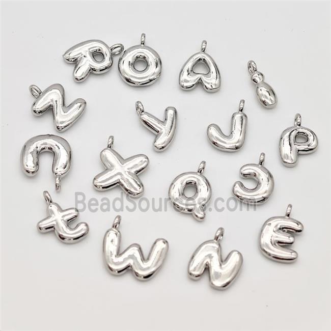 Copper Alphabet Pendant Mix Letters Platinum Plated