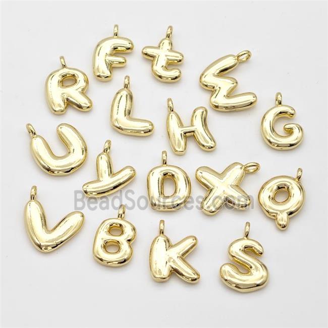 Copper Alphabet Pendant Mix Letters Gold Plated