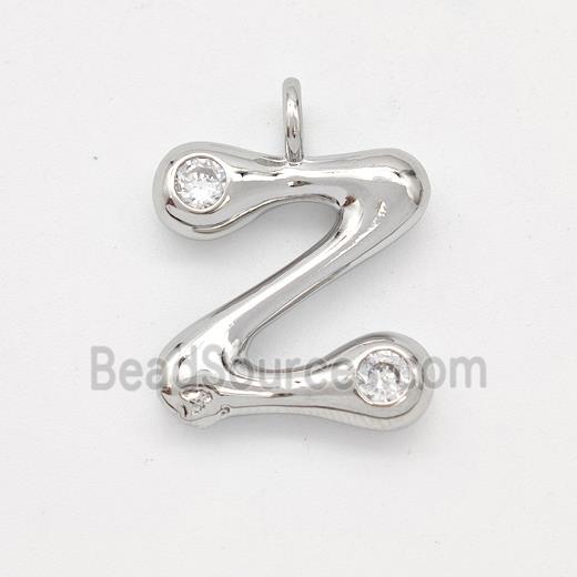 Copper Letter-Z Pendant Pave Zirconia Platinum Plated