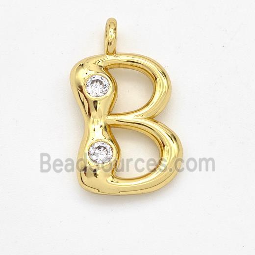 Copper Letter-B Pendant Pave Zirconia Gold Plated