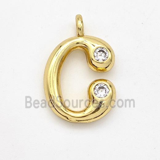 Copper Letter-C Pendant Pave Zirconia Gold Plated