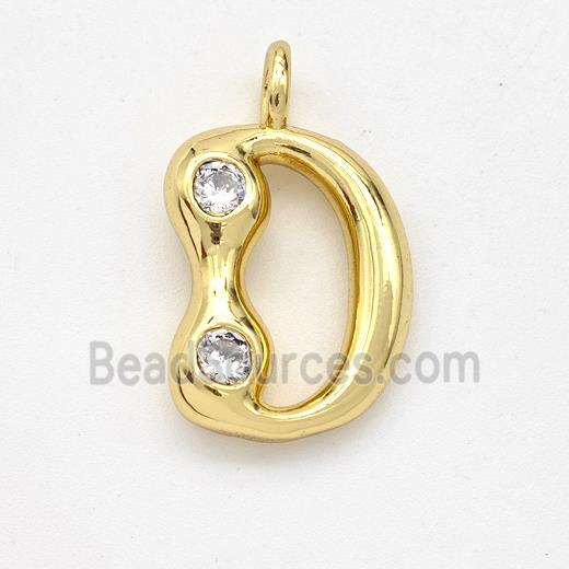 Copper Letter-D Pendant Pave Zirconia Gold Plated