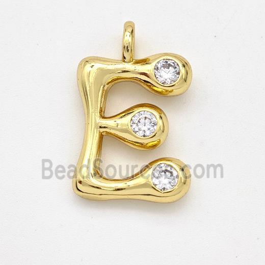 Copper Letter-E Pendant Pave Zirconia Gold Plated