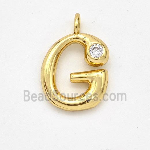 Copper Letter-G Pendant Pave Zirconia Gold Plated