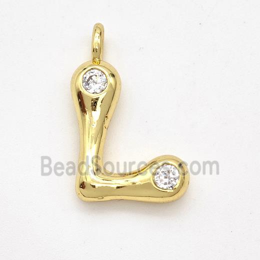 Copper Letter-L Pendant Pave Zirconia Gold Plated