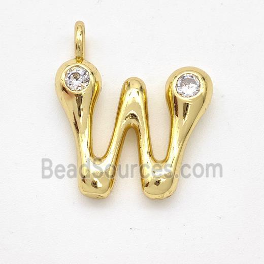 Copper Letter-W Pendant Pave Zirconia Gold Plated