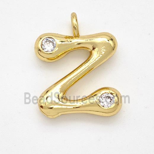 Copper Letter-Z Pendant Pave Zirconia Gold Plated