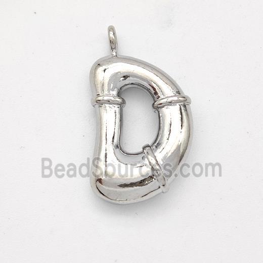 Copper Letter-D Pendant Platinum Plated