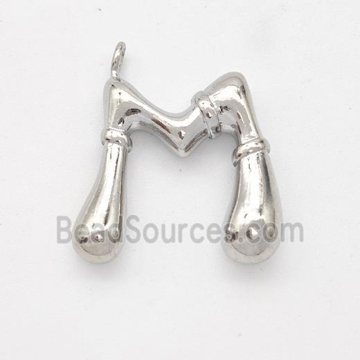 Copper Letter-M Pendant Platinum Plated