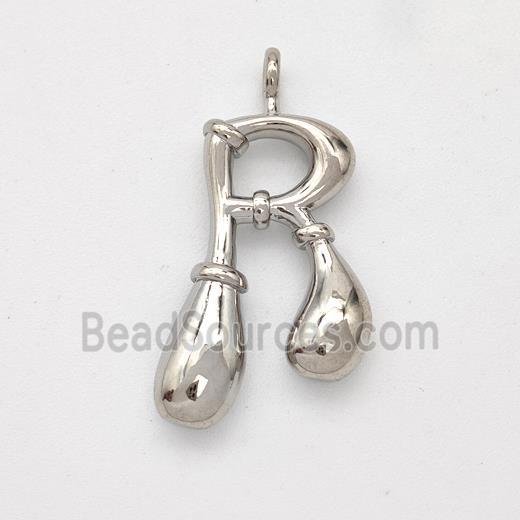 Copper Letter-R Pendant Platinum Plated