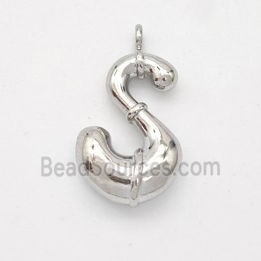 Copper Letter-S Pendant Platinum Plated