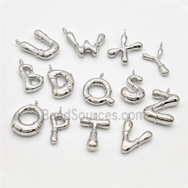 Copper Alphabet Pendant Mix Letters Bamboo Platinum Plated