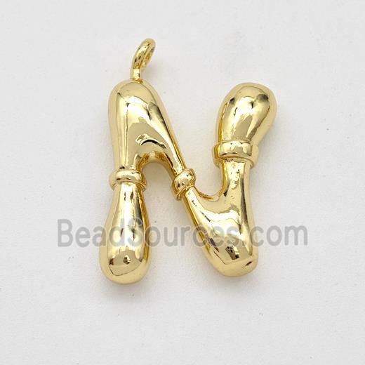 Copper Letter-N Pendant Gold Plated