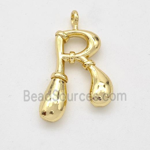 Copper Letter-R Pendant Gold Plated