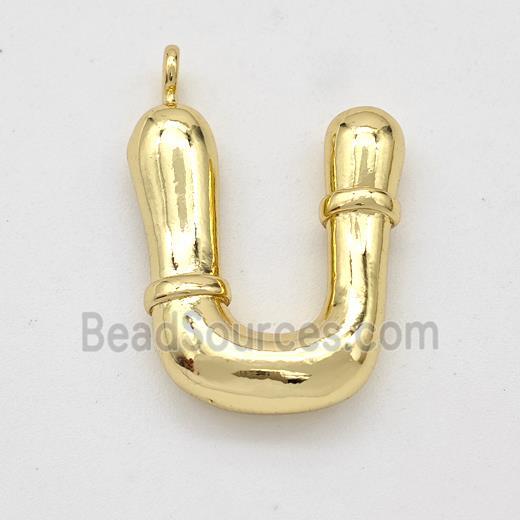 Copper Letter-U Pendant Gold Plated