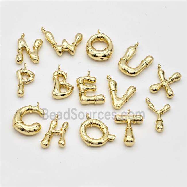 Copper Alphabet Pendant Mixed Letters Gold Plated