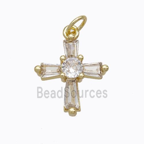 Copper Cross Pendant Pave Zirconia Gold Plated