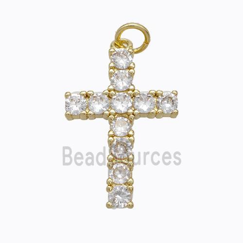 Copper Cross Pendant Pave Zirconia Gold Plated