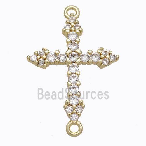 Copper Cross Connector Pave Zirconia Gold Plated