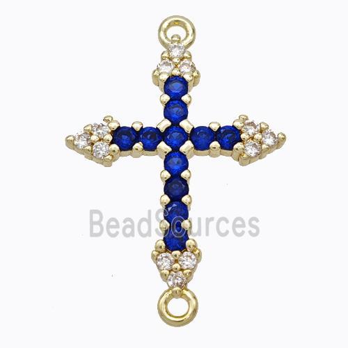 Copper Cross Connector Pave Zirconia Gold Plated