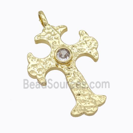 Copper Cross Pendant Pave Zirconia Gold Plated