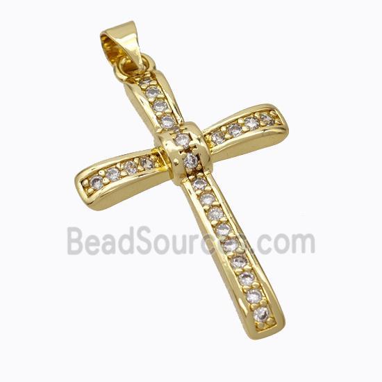 Copper Cross Pendant Pave Zirconia Gold Plated