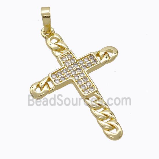 Copper Cross Pendant Pave Zirconia Gold Plated