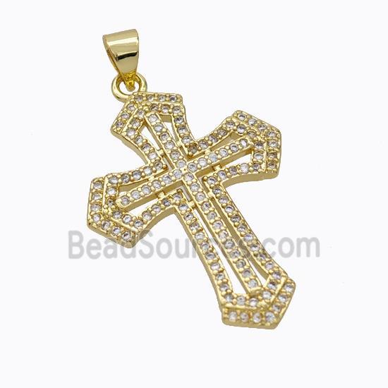 Copper Cross Pendant Pave Zirconia Gold Plated