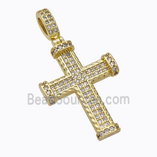 Copper Cross Pendant Pave Zirconia Gold Plated