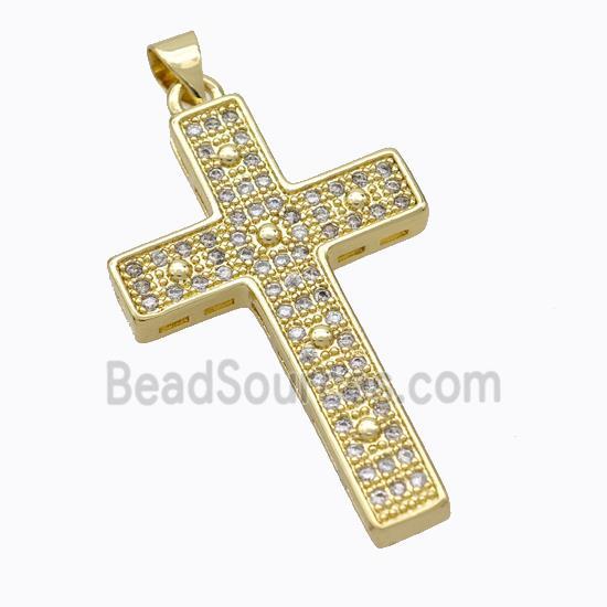 Copper Cross Pendant Pave Zirconia Gold Plated