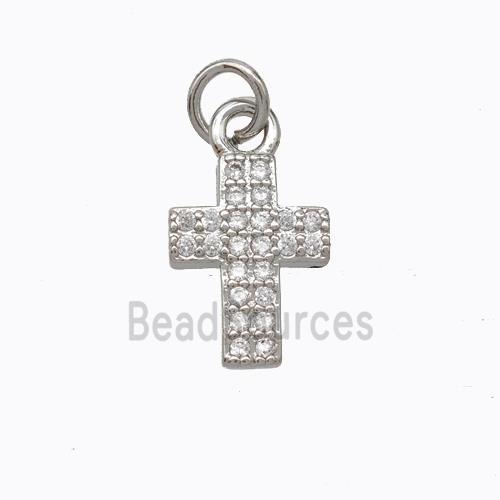 Copper Cross Pendant Pave Zirconia Platinum Plated