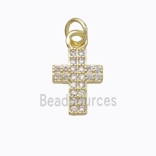 Copper Cross Pendant Pave Zirconia Gold Plated