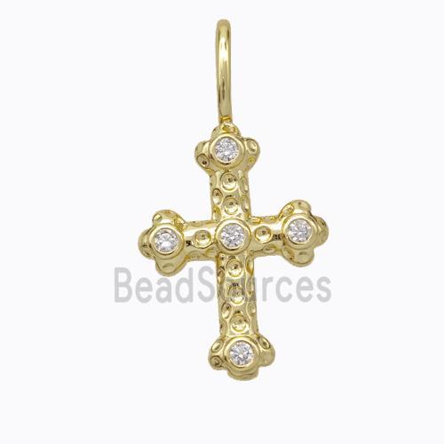 Copper Cross Pendant Pave Zirconia Gold Plated