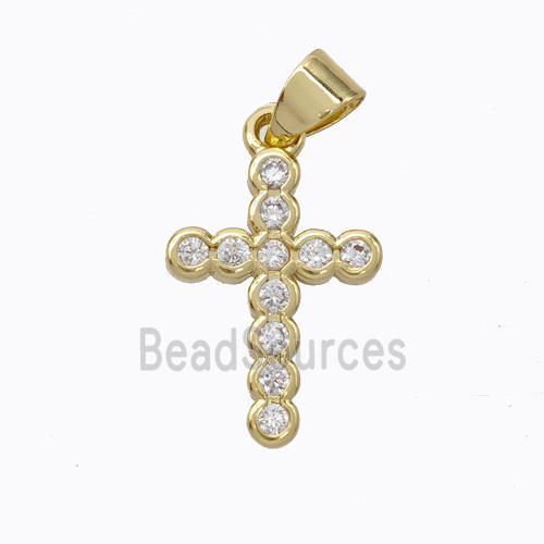 Copper Cross Pendant Micropave Zirconia Gold Plated