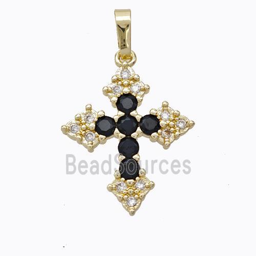 Copper Cross Pendant Micropave Zirconia Gold Plated