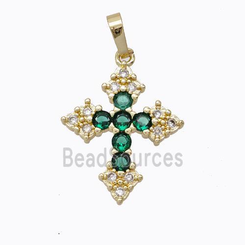 Copper Cross Pendant Micropave Zirconia Gold Plated