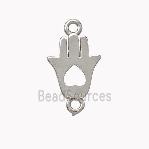 Copper Hamsahand Connector Heart Platinum Plated