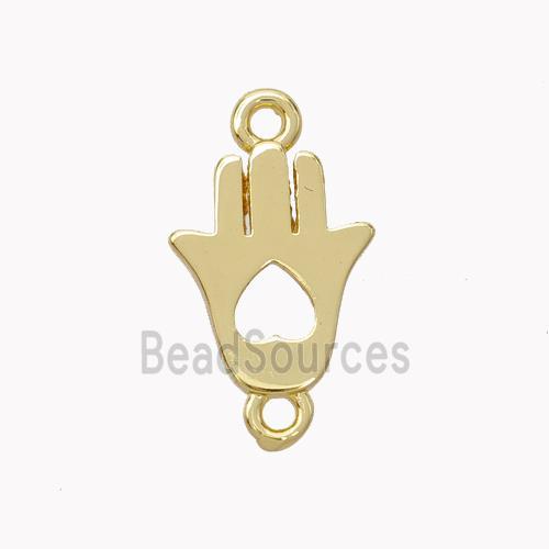 Copper Hamsahand Connector Heart Gold Plated